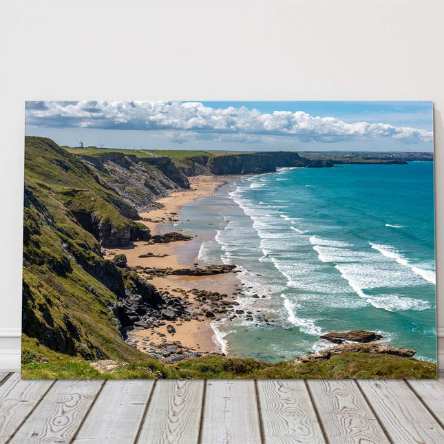 Watergate bay beach, North Cornwall picture canvas print near newquay far end