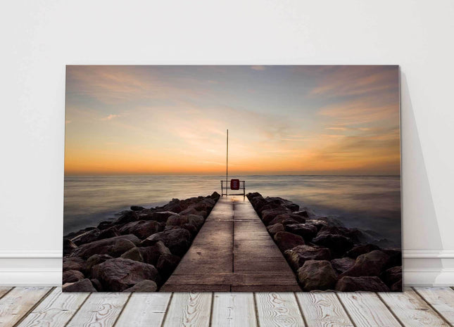 Sunrise at sandbanks breakwater Dorset Canvas picture print