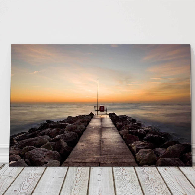 Sunrise at sandbanks breakwater Dorset Canvas picture print