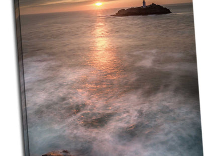 Godrevy lighthouse near St Ives Cornwall Canvas picture print sunset portrait