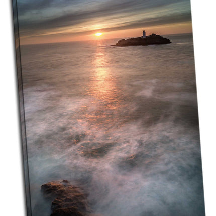 Godrevy lighthouse near St Ives Cornwall Canvas picture print sunset portrait