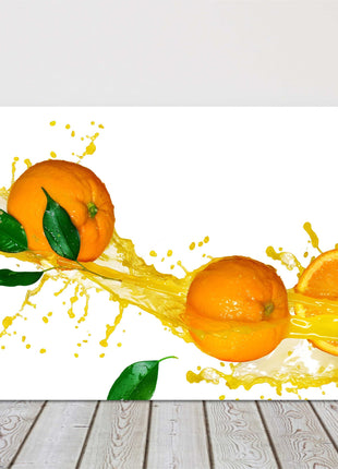 Orange juice splashing on white background printed canvas picture print