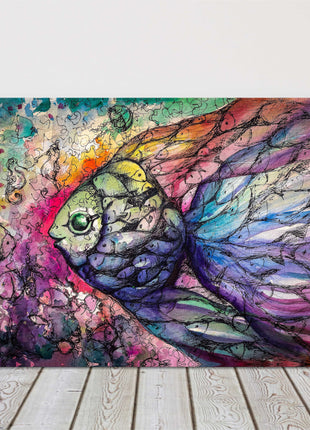 Tropical fish watercolour canvas picture print landscape