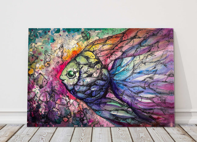 Tropical fish watercolour canvas picture print landscape