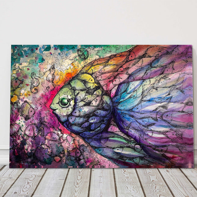 Tropical fish watercolour canvas picture print landscape