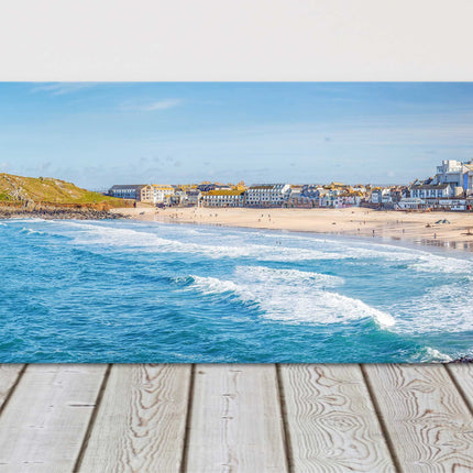 Porthmeor Beach St Ives Cornwall panoramic canvas picture print.