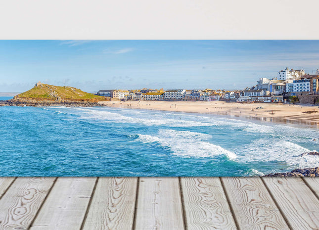 Porthmeor Beach St Ives Cornwall panoramic canvas picture print.