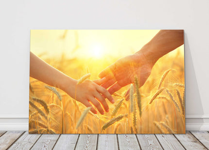 Romantic walk in the sunset. Printed canvas picture print