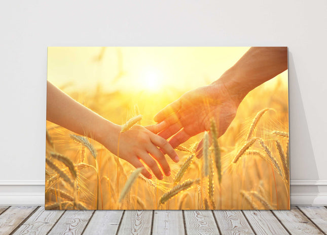 Romantic walk in the sunset. Printed canvas picture print
