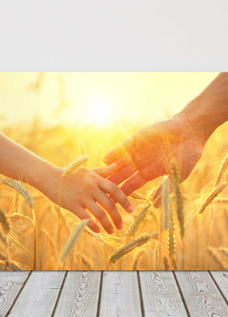 Romantic walk in the sunset. Printed canvas picture print