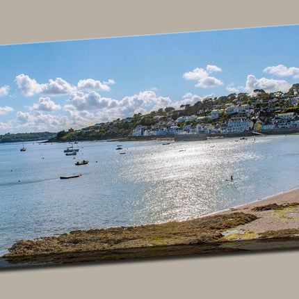 St Mawes South Conwall panoramic canvas picture cornish coast boats beach sun