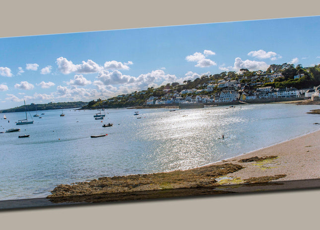 St Mawes South Conwall panoramic canvas picture cornish coast boats beach sun