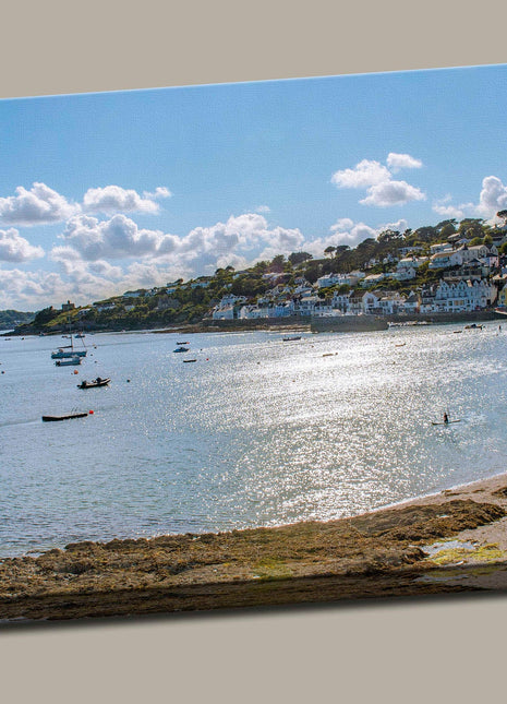 St Mawes South Conwall panoramic canvas picture cornish coast boats beach sun