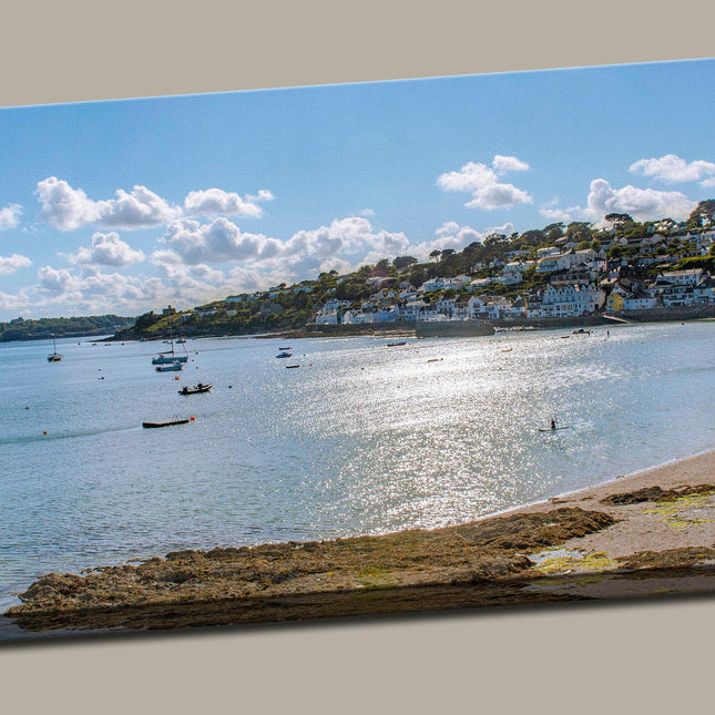 St Mawes South Conwall panoramic canvas picture cornish coast boats beach sun