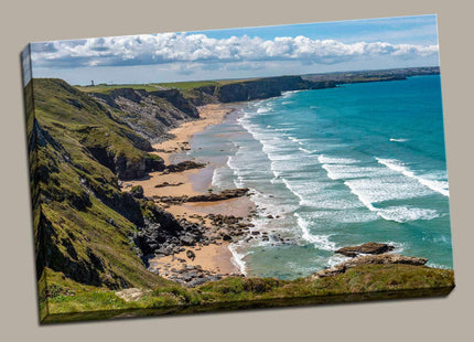 Watergate bay beach, North Cornwall picture canvas print near newquay far end