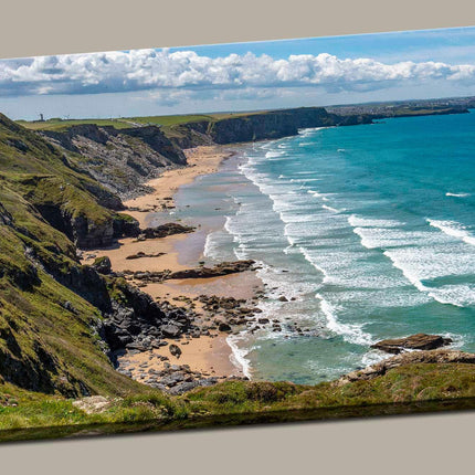 Watergate bay beach, North Cornwall picture canvas print near newquay far end
