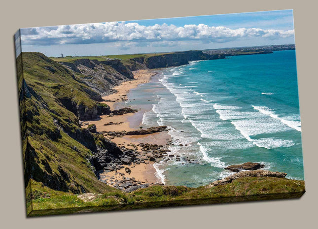 Watergate bay beach, North Cornwall picture canvas print near newquay far end