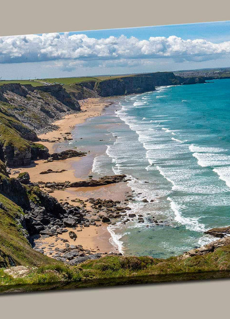 Watergate bay beach, North Cornwall picture canvas print near newquay far end