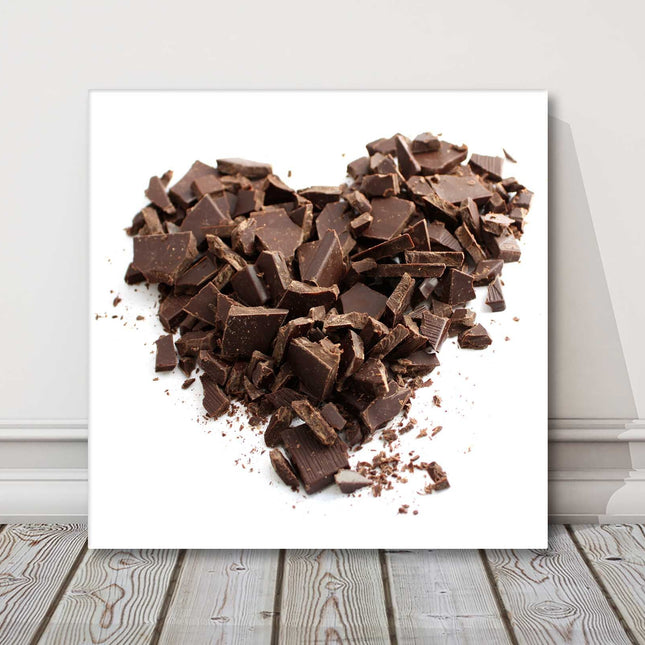 Heart shaped chocolate, canvas picture print. Modern Wall Art