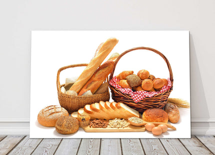 bread basket white background kitchen style canvas picture print