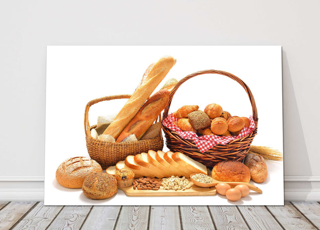 bread basket white background kitchen style canvas picture print