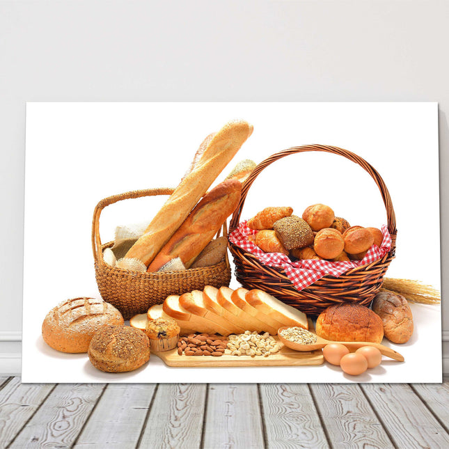 bread basket white background kitchen style canvas picture print