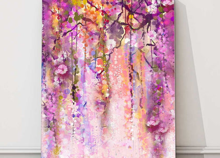 Purple Spring Flowers. Wisteria watercolour painting.Printed canvas picture
