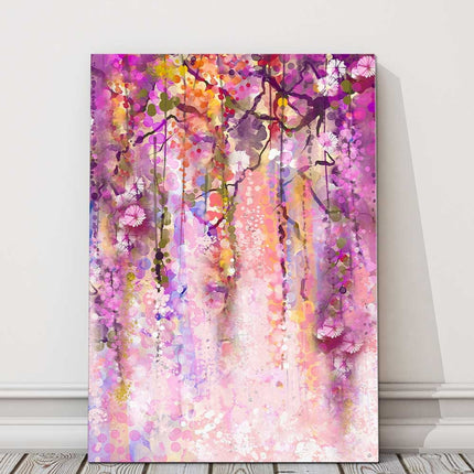 Purple Spring Flowers. Wisteria watercolour painting.Printed canvas picture