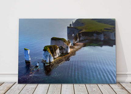 Old Harry Rocks Jurassic coast from the air Canvas picture print