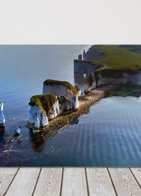 Old Harry Rocks Jurassic coast from the air Canvas picture print