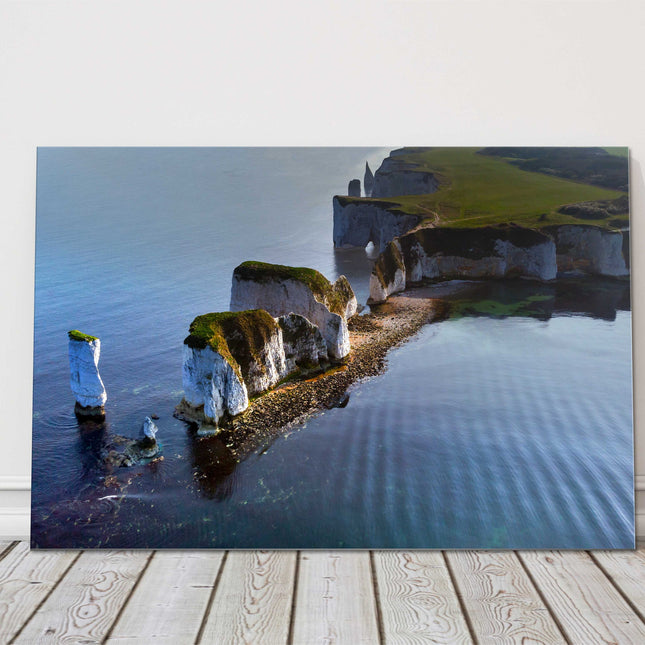Old Harry Rocks Jurassic coast from the air Canvas picture print