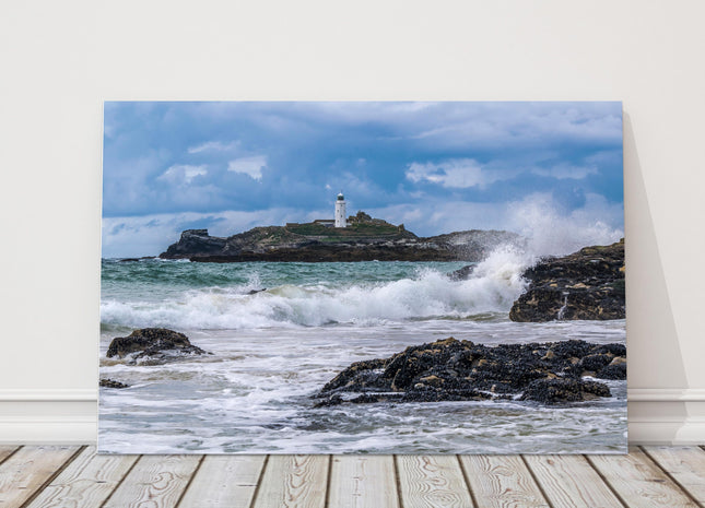 Godrevy lighthouse,near St Ives Cornwall. Canvas picture print.