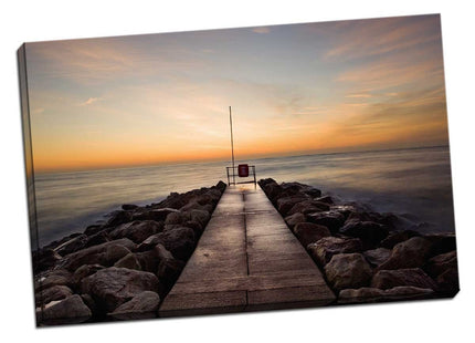 Sunrise at sandbanks breakwater Dorset Canvas picture print
