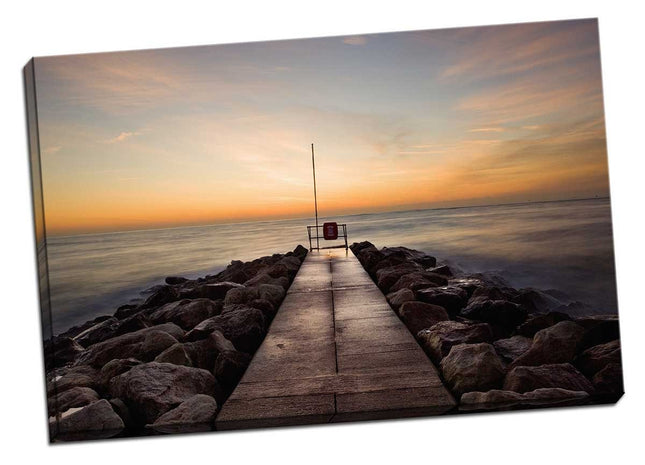 Sunrise at sandbanks breakwater Dorset Canvas picture print