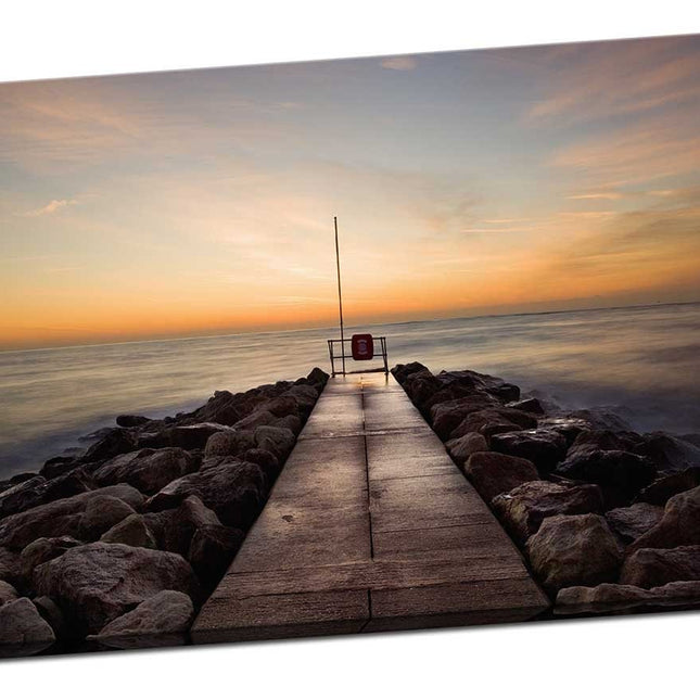 Sunrise at sandbanks breakwater Dorset Canvas picture print