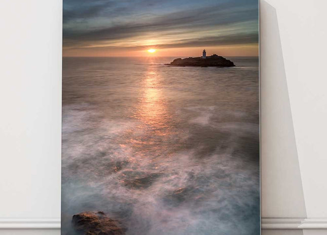 Godrevy lighthouse near St Ives Cornwall Canvas picture print sunset portrait