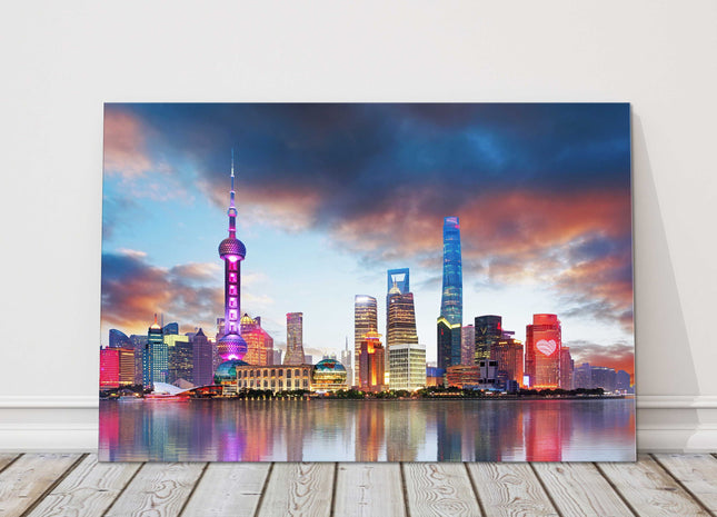 China. Shanghai skyline at sunset. canvas picture print landscape