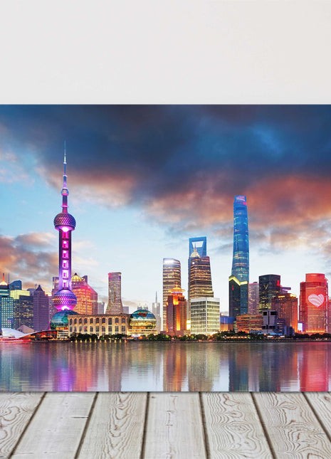 China. Shanghai skyline at sunset. canvas picture print landscape