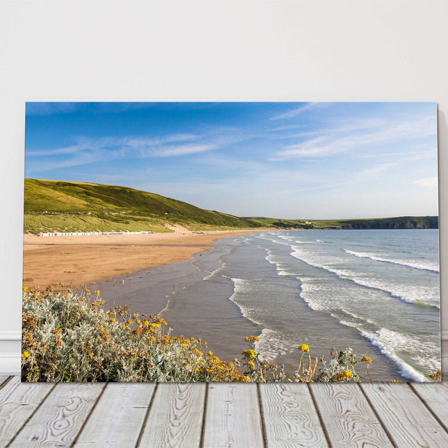 Woolacombe beach, Devon, England. Coastal image beach scene canvas picture