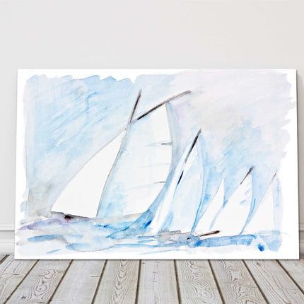 Sailing Boats. Canvas picture. Watercolour painting,