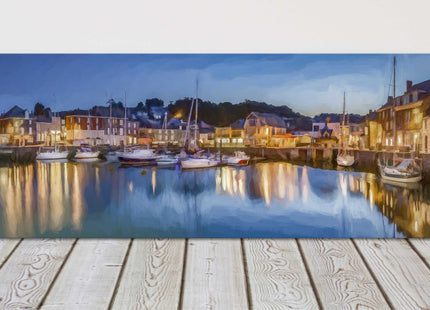 Padstow harbour, Cornwall. Panoramic painting canvas picture print.