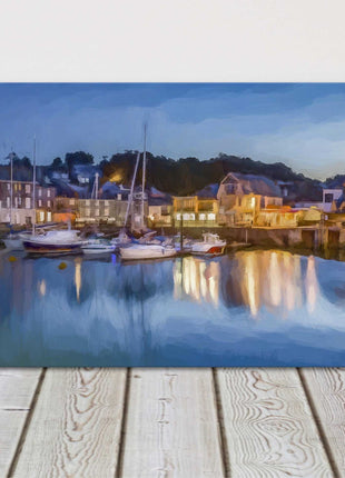 Padstow harbour, Cornwall. Panoramic painting canvas picture print.