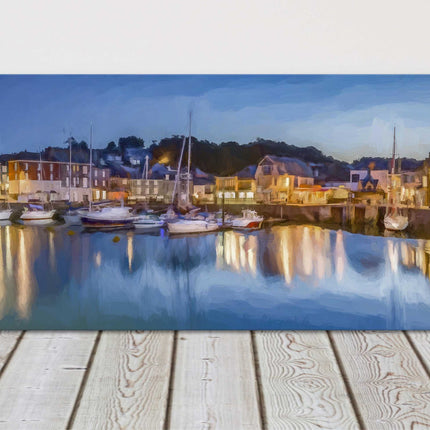 Padstow harbour, Cornwall. Panoramic painting canvas picture print.