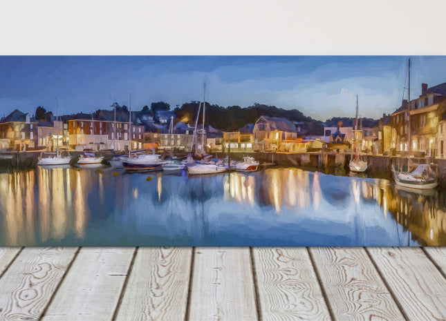 Padstow harbour, Cornwall. Panoramic painting canvas picture print.