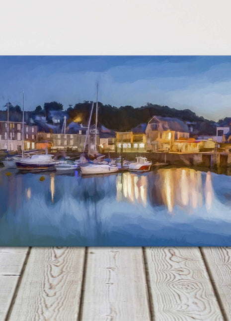 Padstow harbour, Cornwall. Panoramic painting canvas picture print.