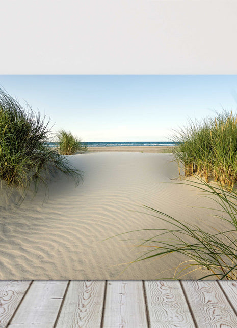 Beach view from the sand dunes. Canvas picture Print. beach seascape.