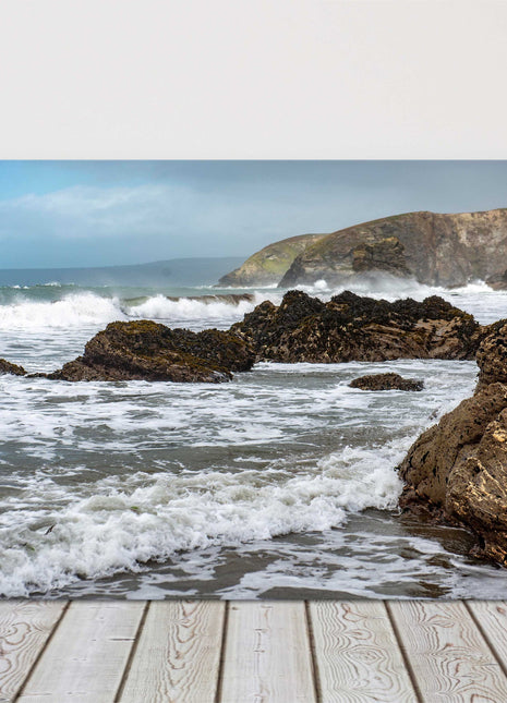 Portreath Cornwall. Coastline storm day. Canvas picture print seascape landscape
