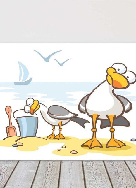 Cartoon Seagulls canvas picture print