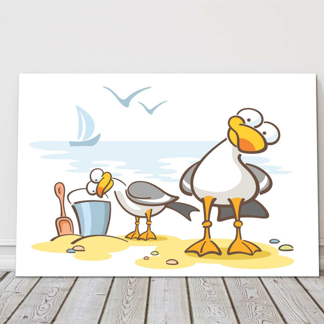 Cartoon Seagulls canvas picture print