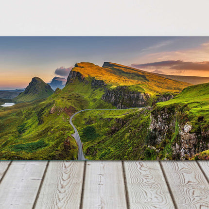 Sunset on the Quiraing mountains Isle of Skye Scottish Highlands canvas picture